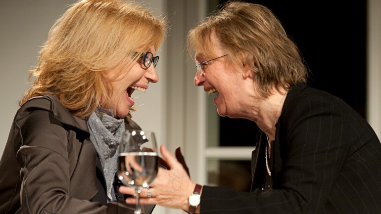 Author Elke Heidenreich and Actress Maren Kroymann during a book presentation in 2011