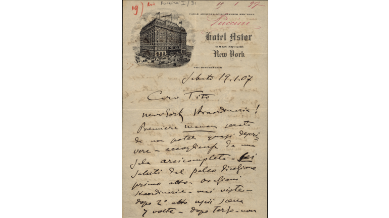 Letter from Giacomo Puccini to Tito II Ricordi, 19 January 1907
