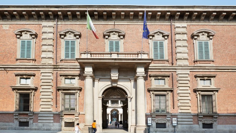 The Braidense National Library building in downtown Milan