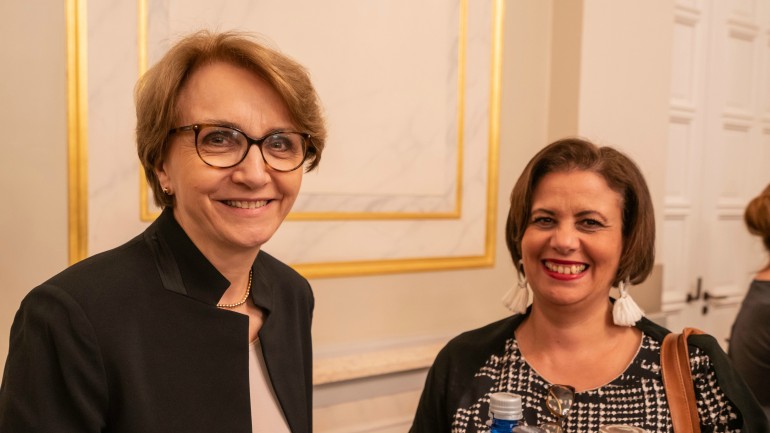 French ambassador Anne-Marie Descôtes with Fatima Sanfourche