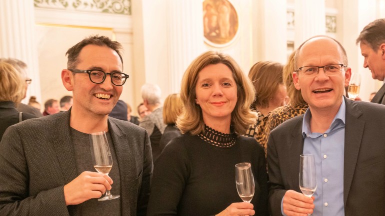 Left: Berlin-Mitte&#39;s Mayor Stefan von Dassel; Astrid Krüger (middle, Humboldt Forum); Johannes Wien, CFO  (Humboldt Forum)