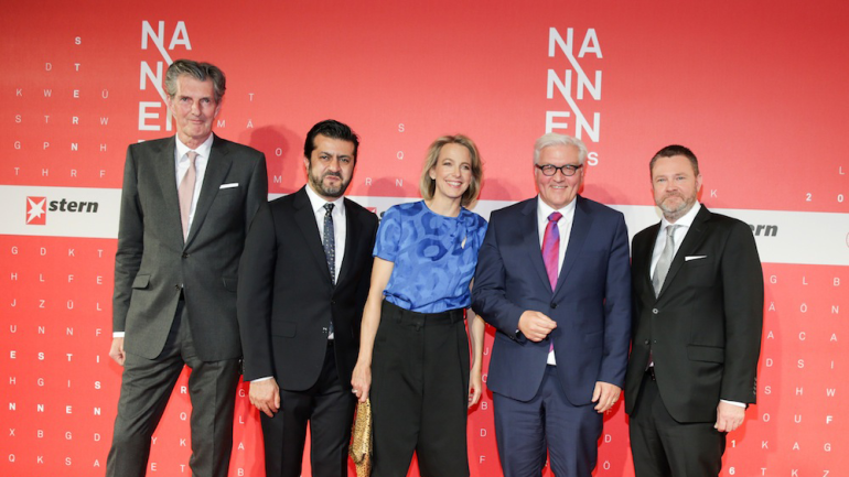 Andreas Petzold, Hrsg. STERN, Soheil Dastyari, G+J Verlagsgeschäftsführer, Julia Jäkel, CEO G+J, Frank-Walter Steinmeier, MdB, Minister des Auswärtigen Amtes, Christian Krug, STERN Chefredakteur © Perrey/STERN