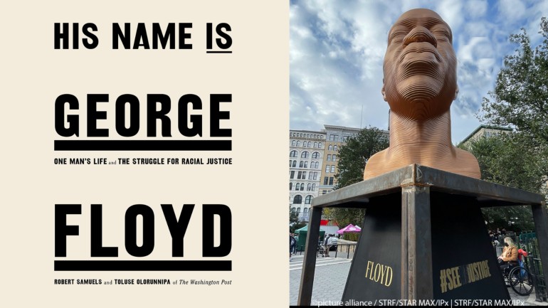 A bust of George Floyd is seen in Union Square Park in Manhattan