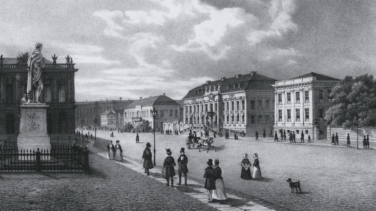 Ludwig E. Lütke: “The King&#39;s Palace in Berlin” (on the left: the City Commandant&#39;s Headquarters), lithograph, around 1850