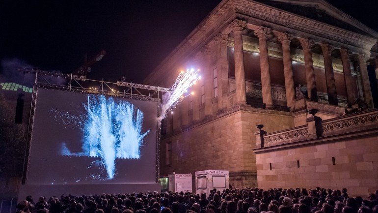 Two sets of fireworks: one on screen, the other live on Museum Island