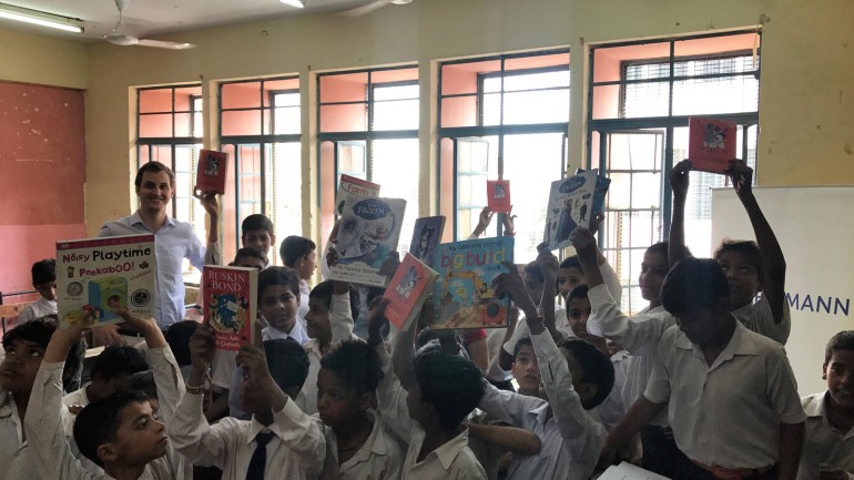 The kids are delighted with their new books