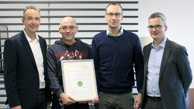 Volker auf der Landwehr, Frank Mahlstedt, Franz Hermann, Mark Fabisch (f. l.). Not pictured, the other project members Stephan Voigt, Alexander Heese, and Achim Bernsmann